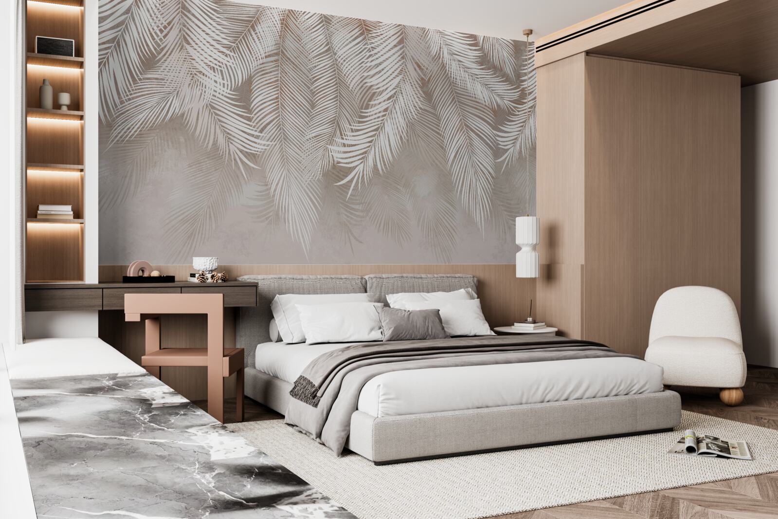 Fototapet frunzele sunt albicioase, ca penele