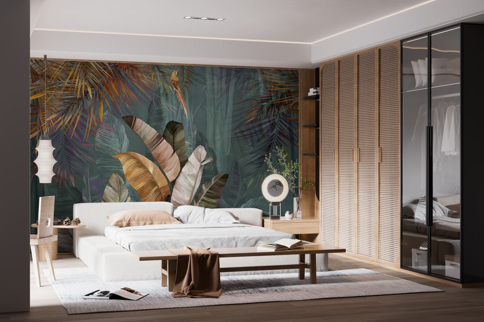 Fototapet la tropice, frunzele cântăresc la fel de mult ca penele fine