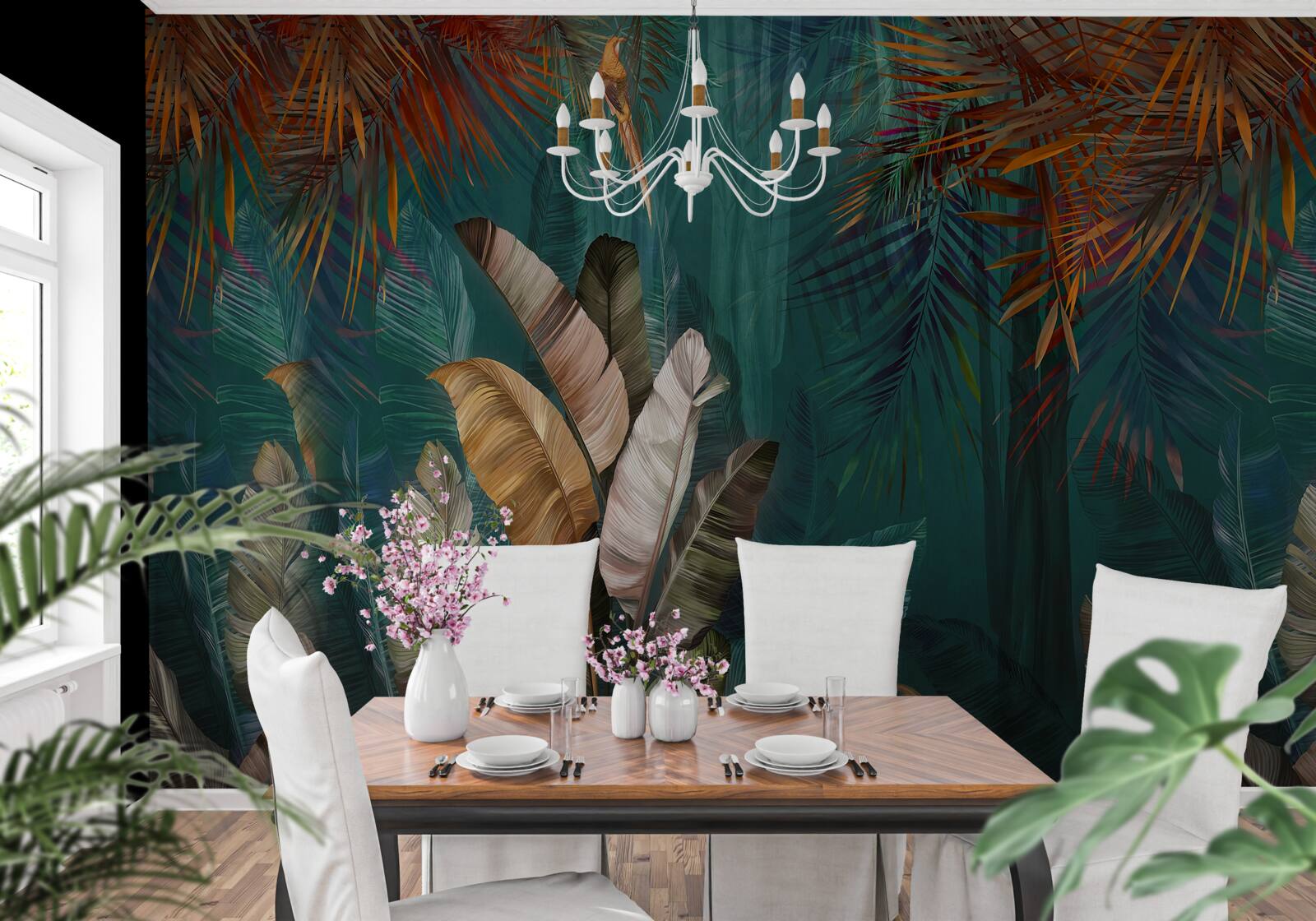 Fototapet jungla verde este pictată în nuanțe de toamnă