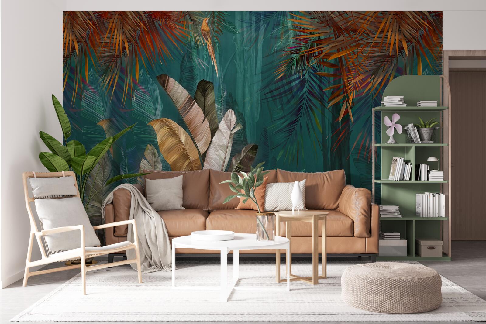 Fototapet jungla verde este pictată în nuanțe de toamnă