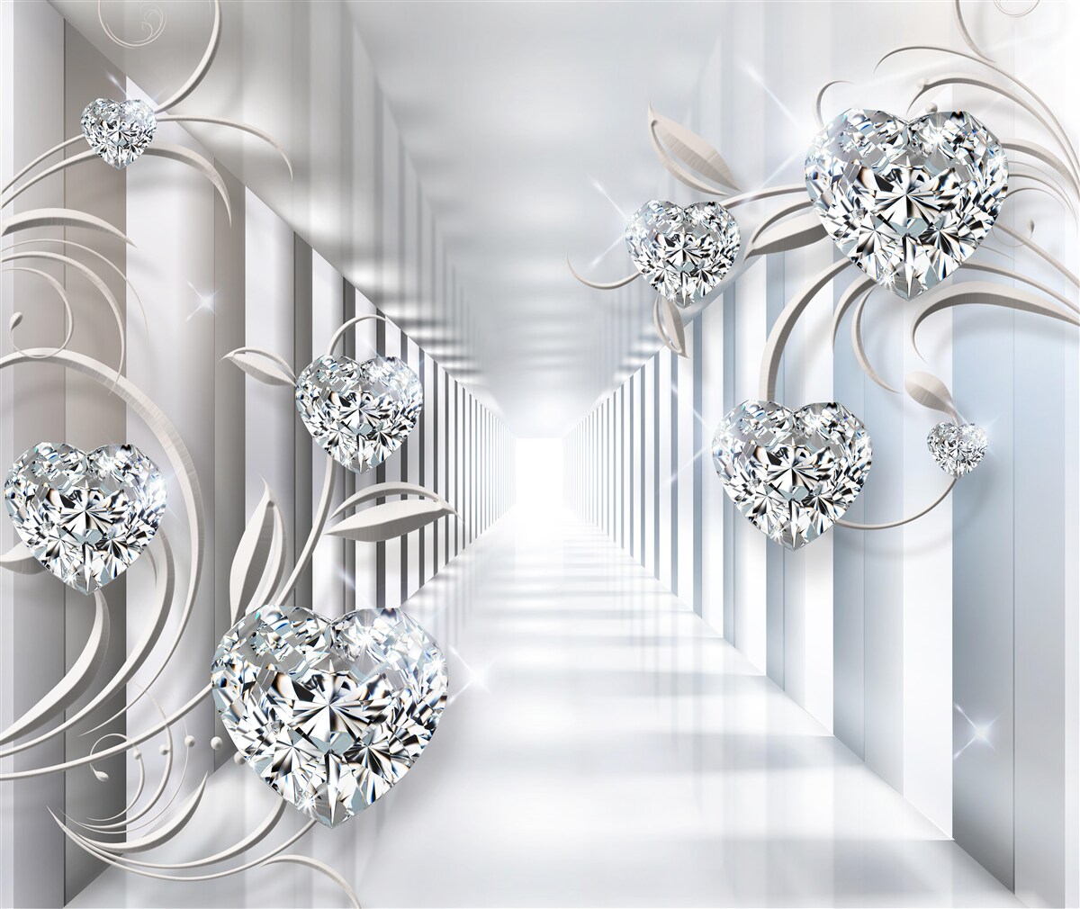 Fototapet decorațiuni aurii pe fundalul coridorului nesfârșit