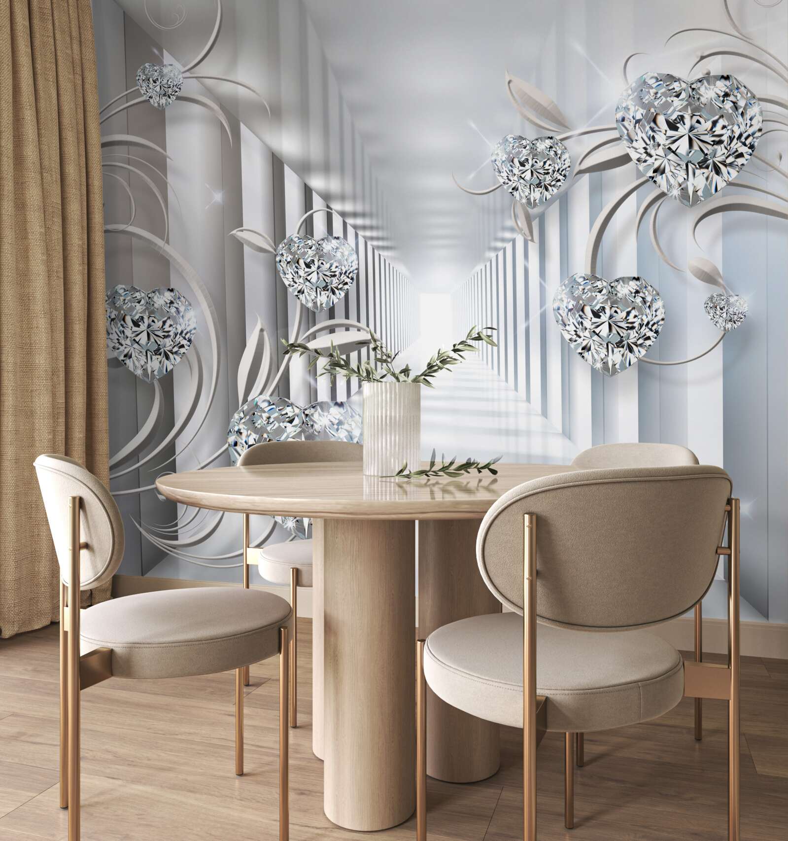 Fototapet decorațiuni aurii pe fundalul coridorului nesfârșit