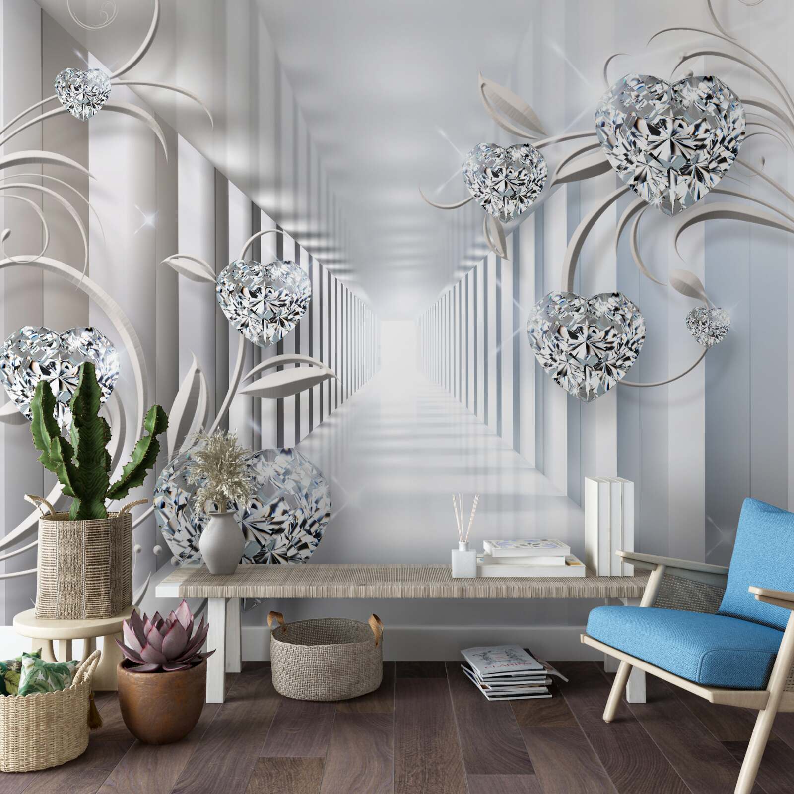 Fototapet decorațiuni aurii pe fundalul coridorului nesfârșit