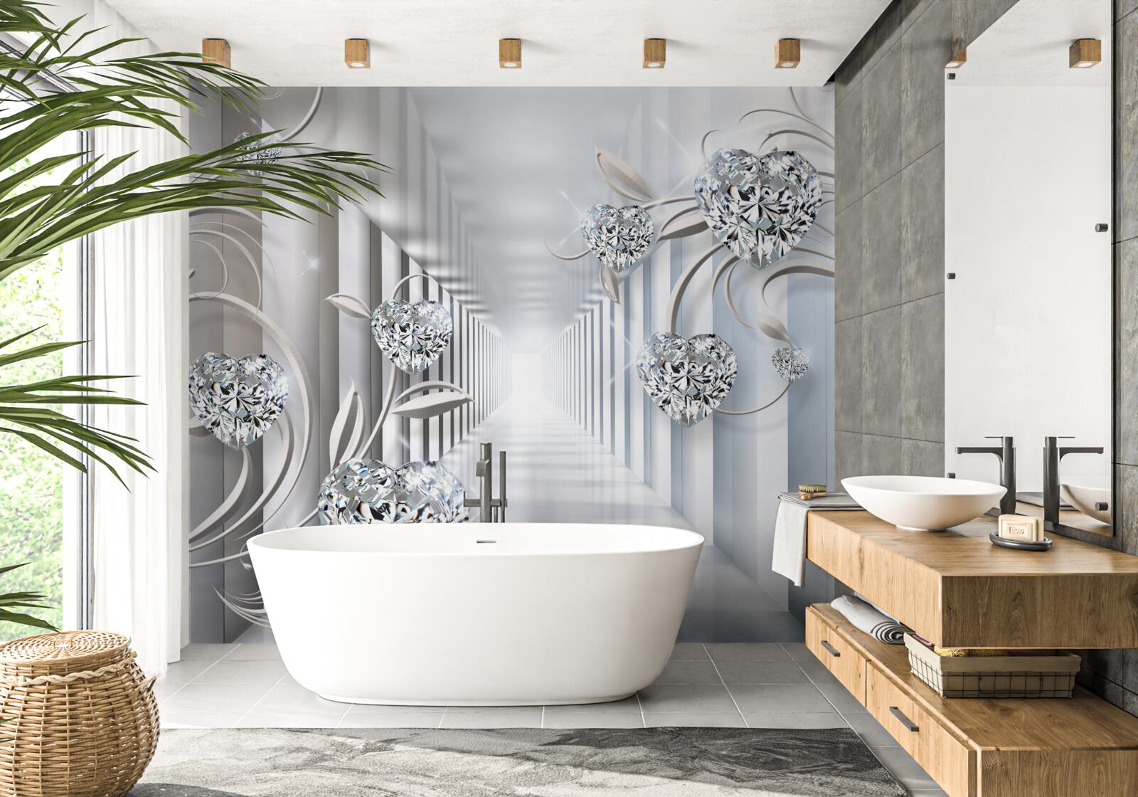 Fototapet decorațiuni aurii pe fundalul coridorului nesfârșit