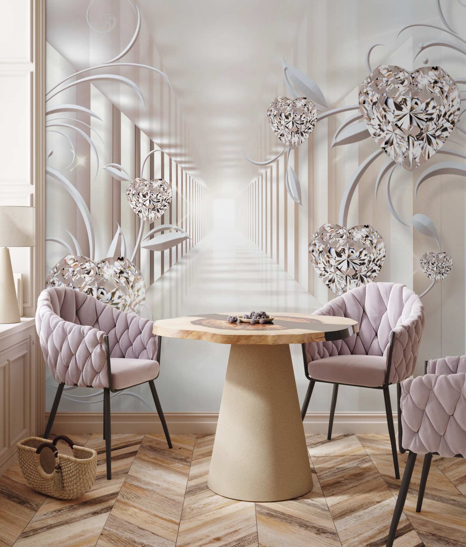 Fototapet tunel nesfârșit de abstracție și bijuterii din aur