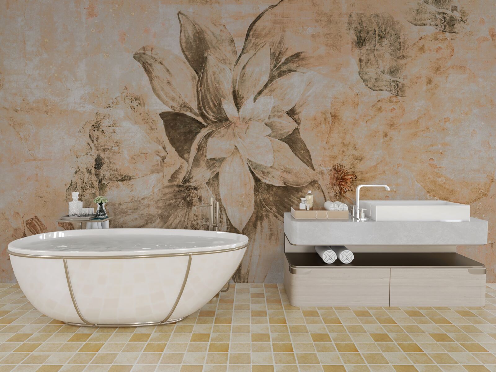 Fototapet deschidere gogoașă pe o bază maro