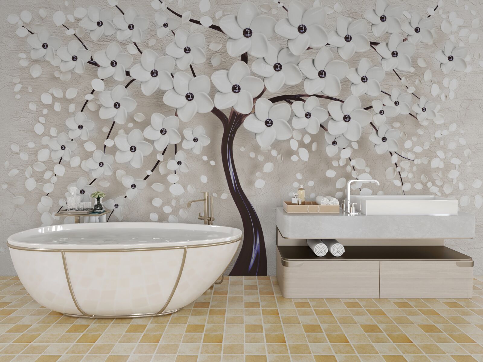 Fototapet copac alb magnific în plină floare