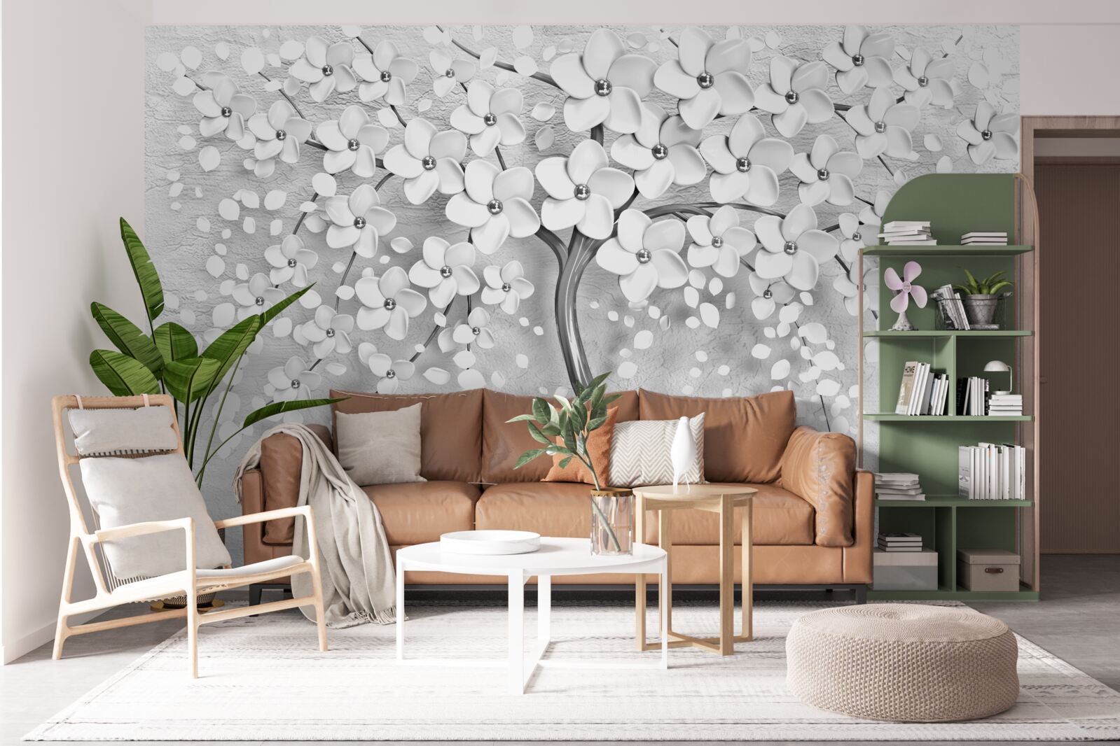 Fototapet un copac subțire care a înflorit