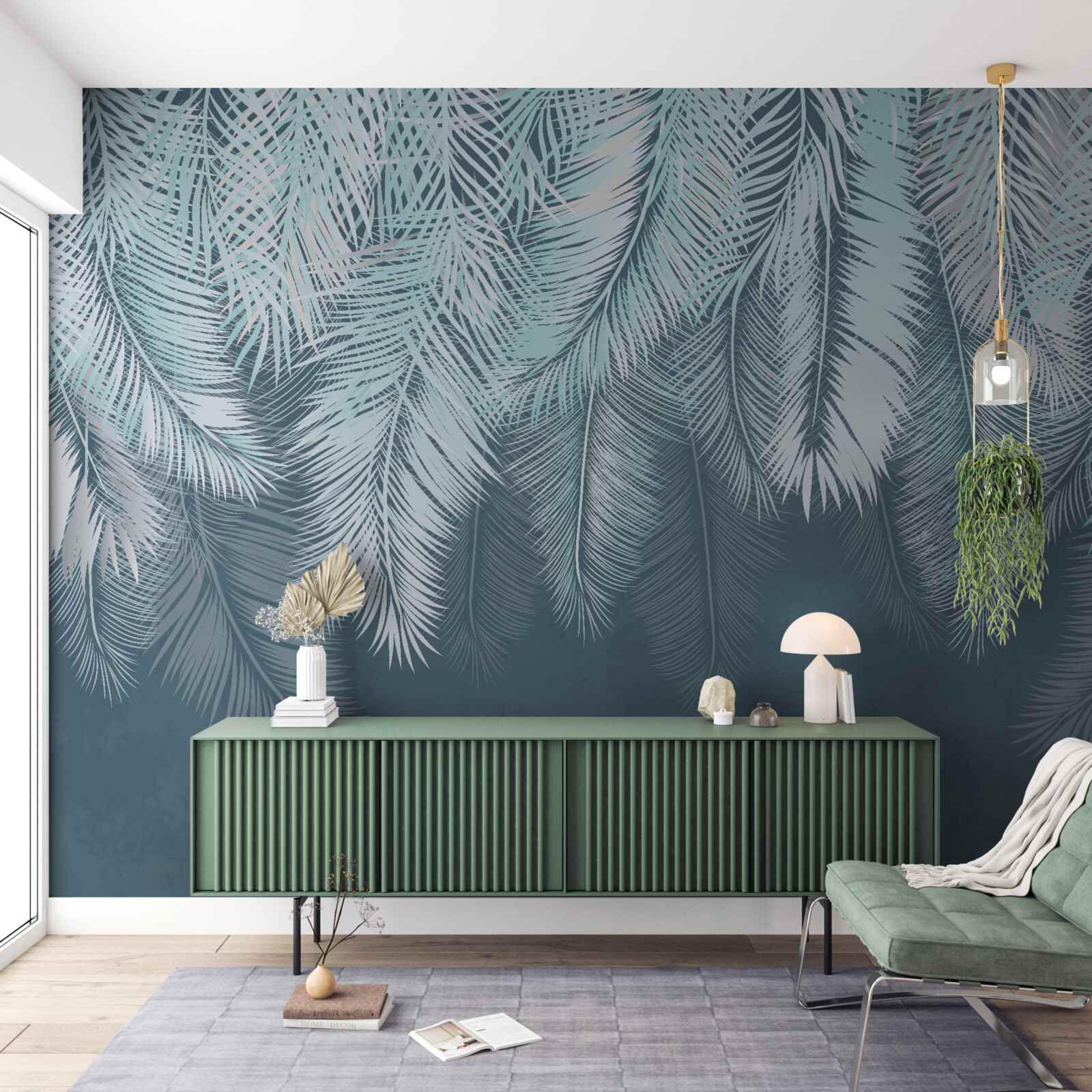 Fototapet frunzele sunt verde deschis, cu vârfurile îndreptate în jos