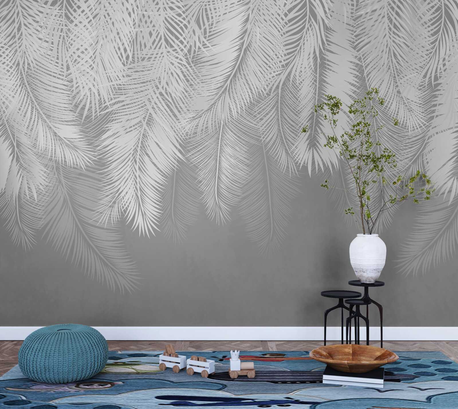 Fototapet pene albe și groase purtate de vânt