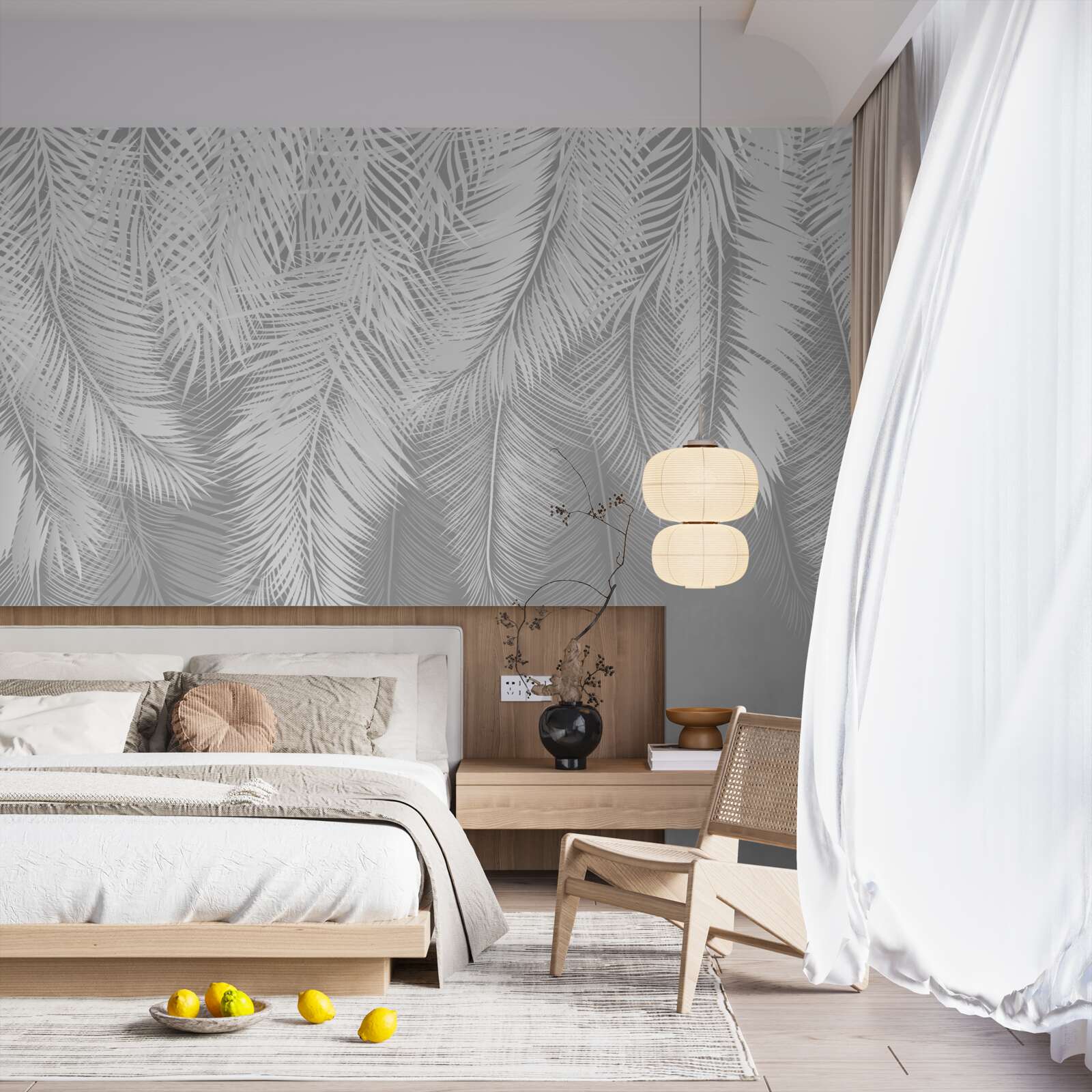 Fototapet pene albe și groase purtate de vânt