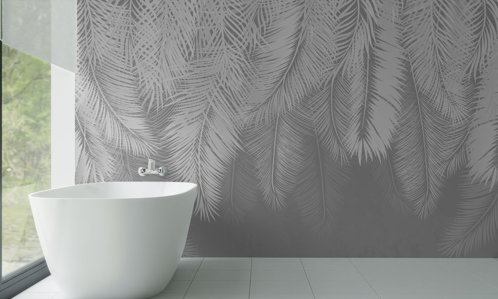 Fototapet pene albe și groase purtate de vânt