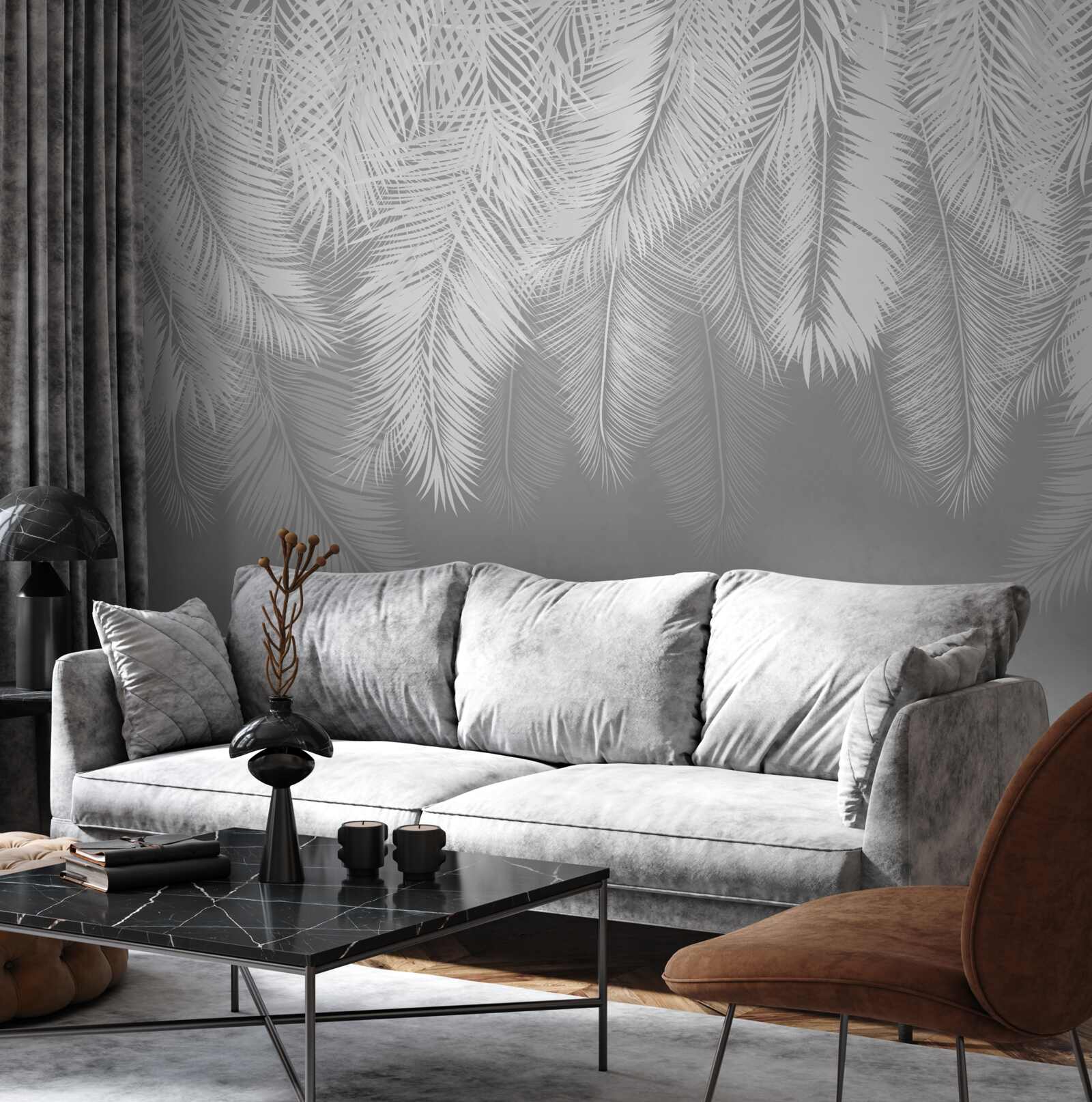 Fototapet pene albe și groase purtate de vânt