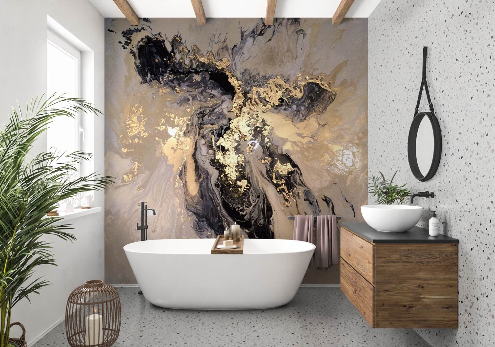 Fototapet imaginea în oglindă a norilor întunecați pe suprafața apei