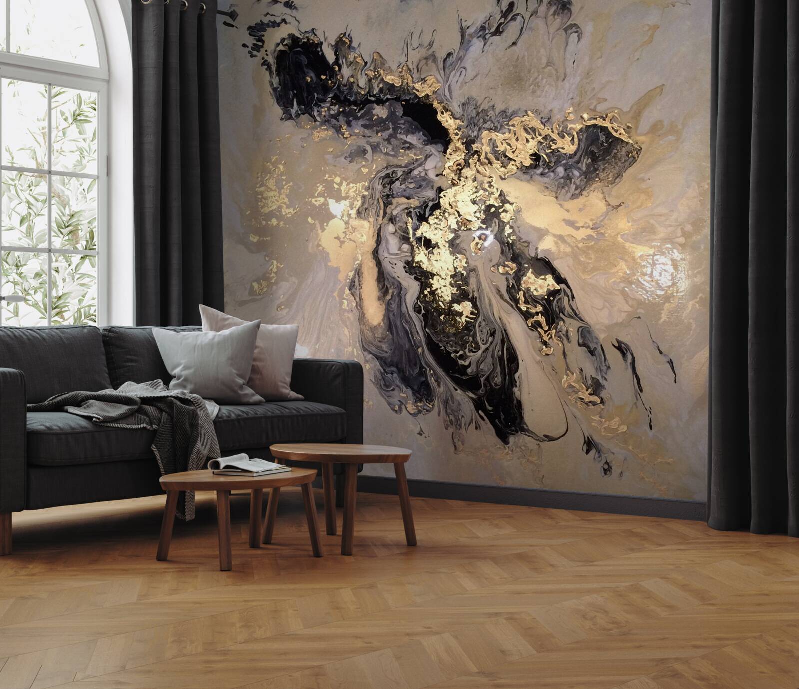 Fototapet imaginea în oglindă a norilor întunecați pe suprafața apei