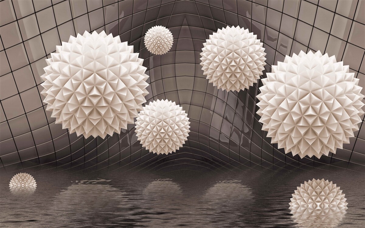 Fototapet bile ascuțite care plutesc în aer, de culoare roz deschis