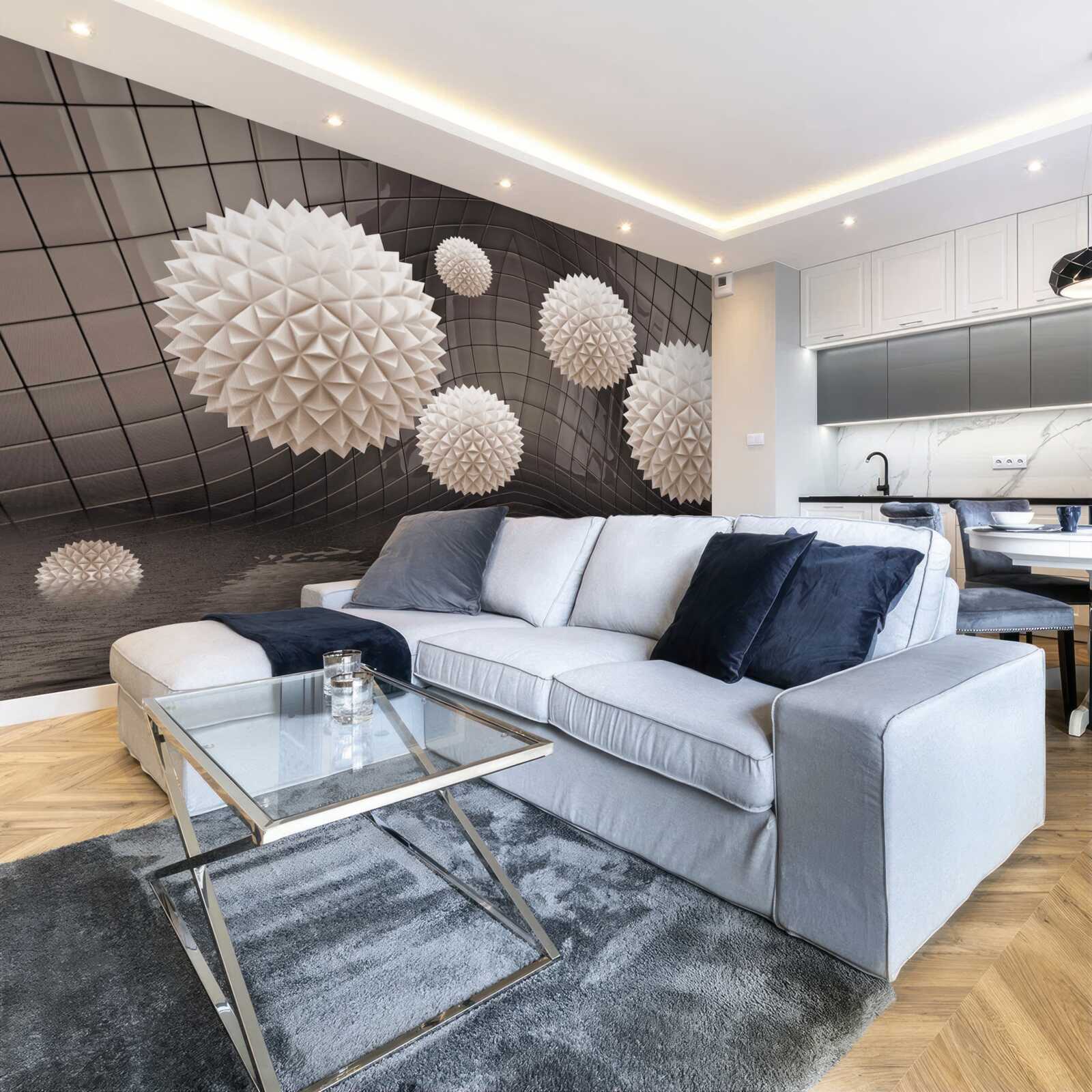 Fototapet bile ascuțite care plutesc în aer, de culoare roz deschis