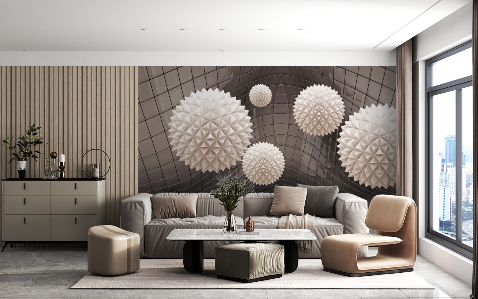 Fototapet bile ascuțite care plutesc în aer, de culoare roz deschis