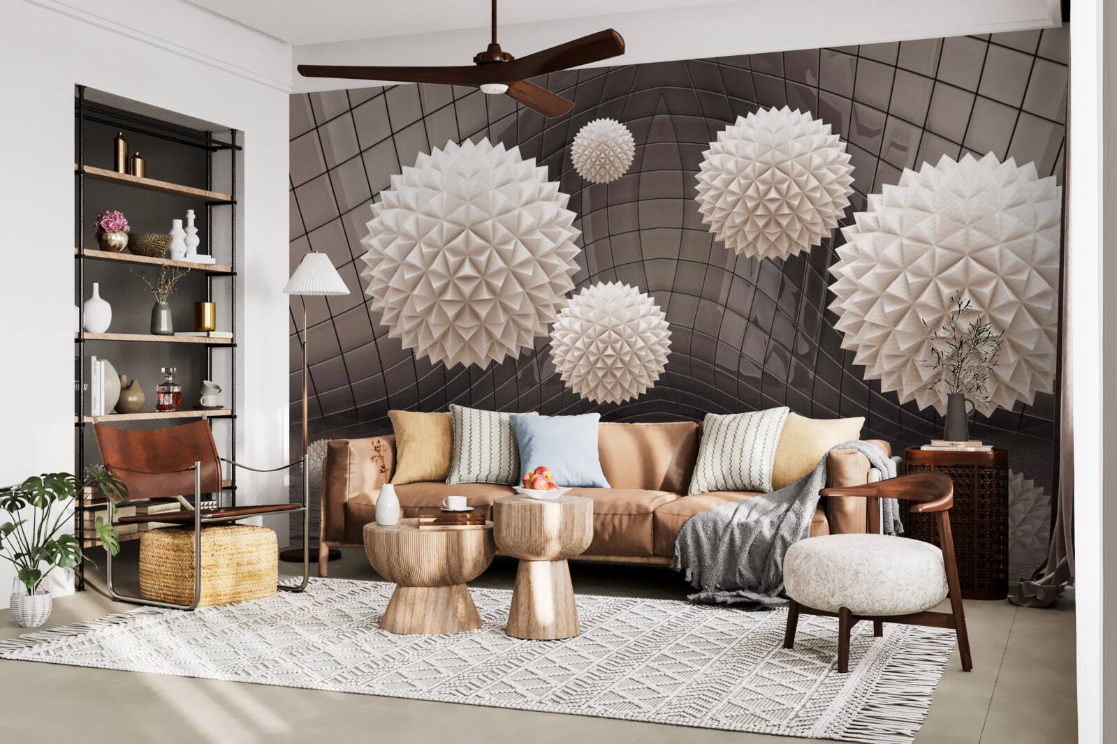 Fototapet bile ascuțite care plutesc în aer, de culoare roz deschis