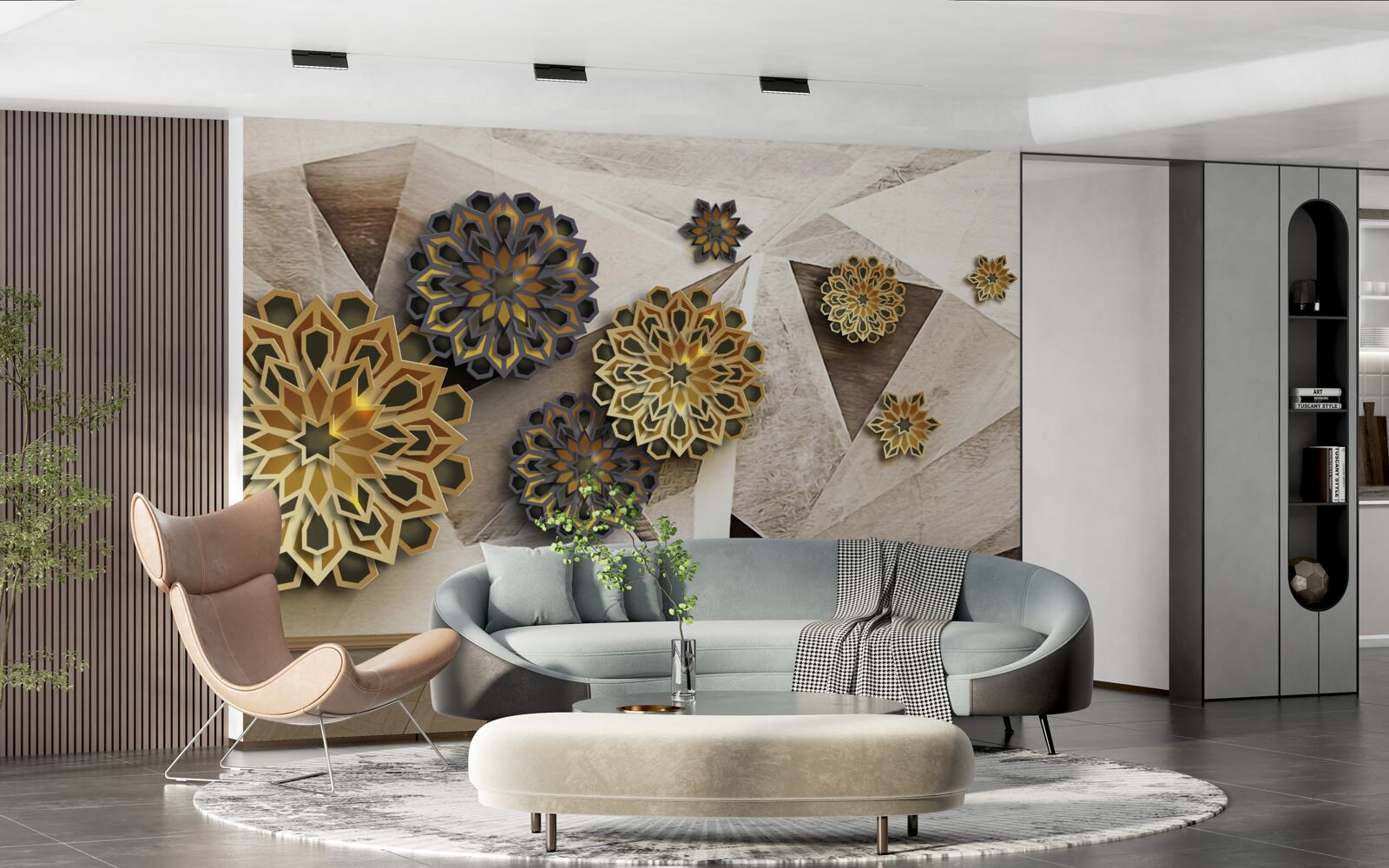 Fototapet abstracții florale volumetrice