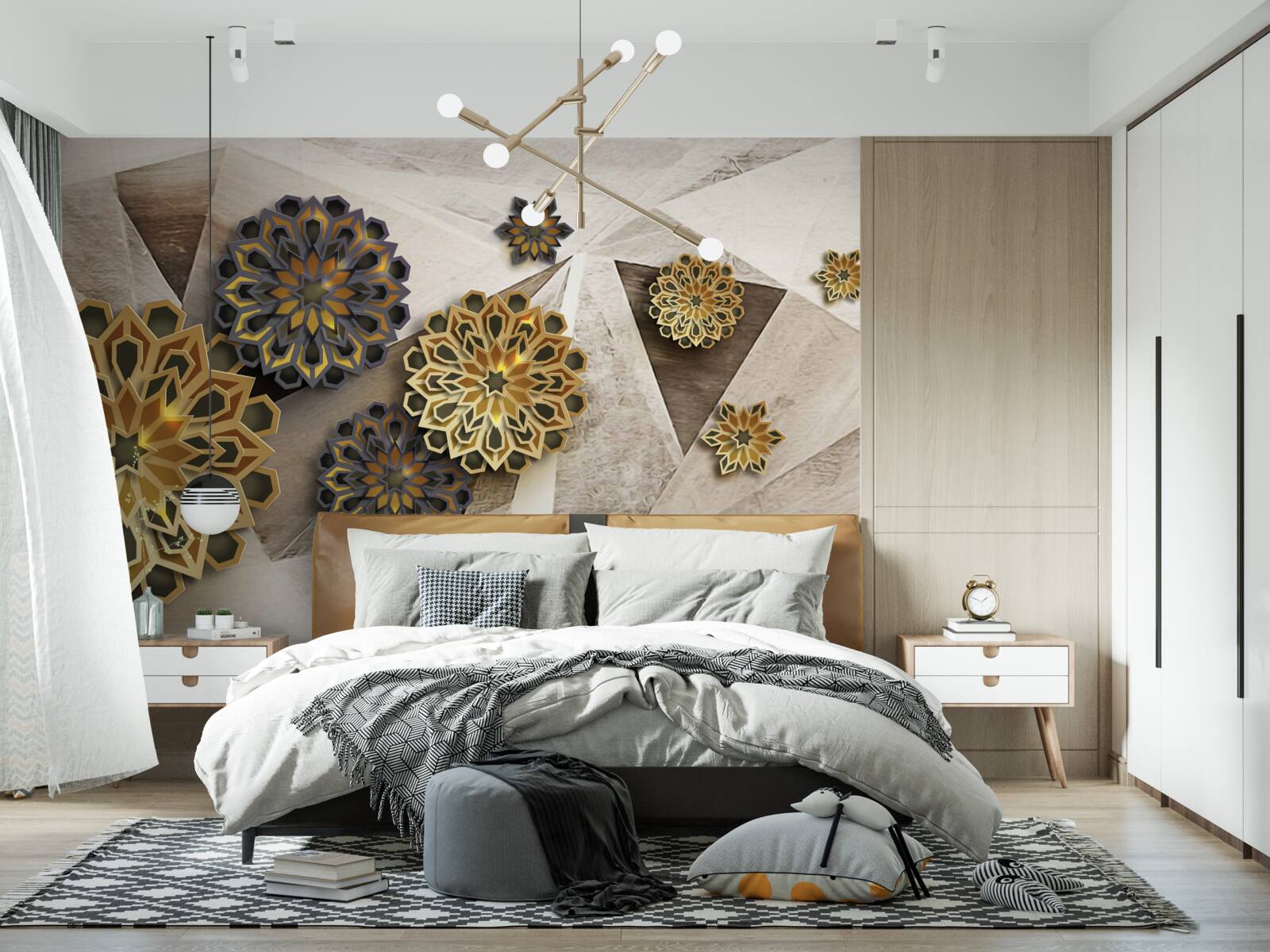 Fototapet abstracții florale volumetrice