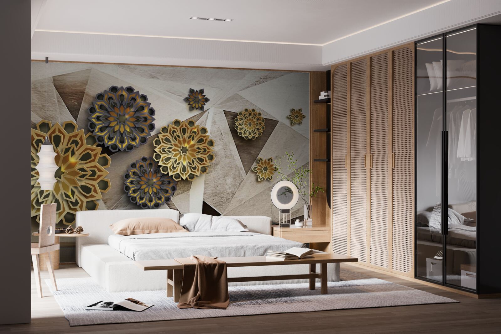 Fototapet abstracții florale volumetrice