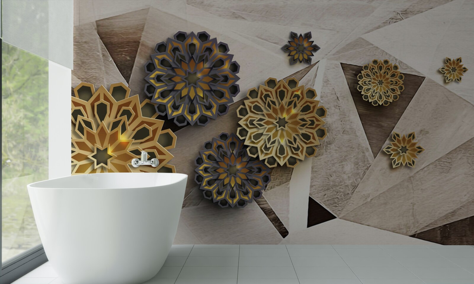 Fototapet abstracții florale volumetrice