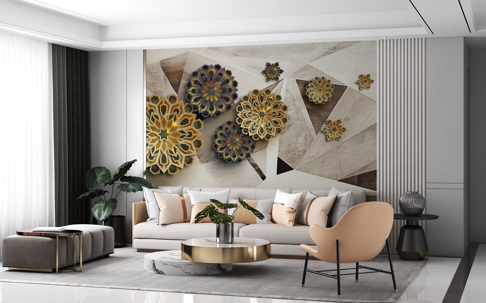 Fototapet abstracții florale volumetrice