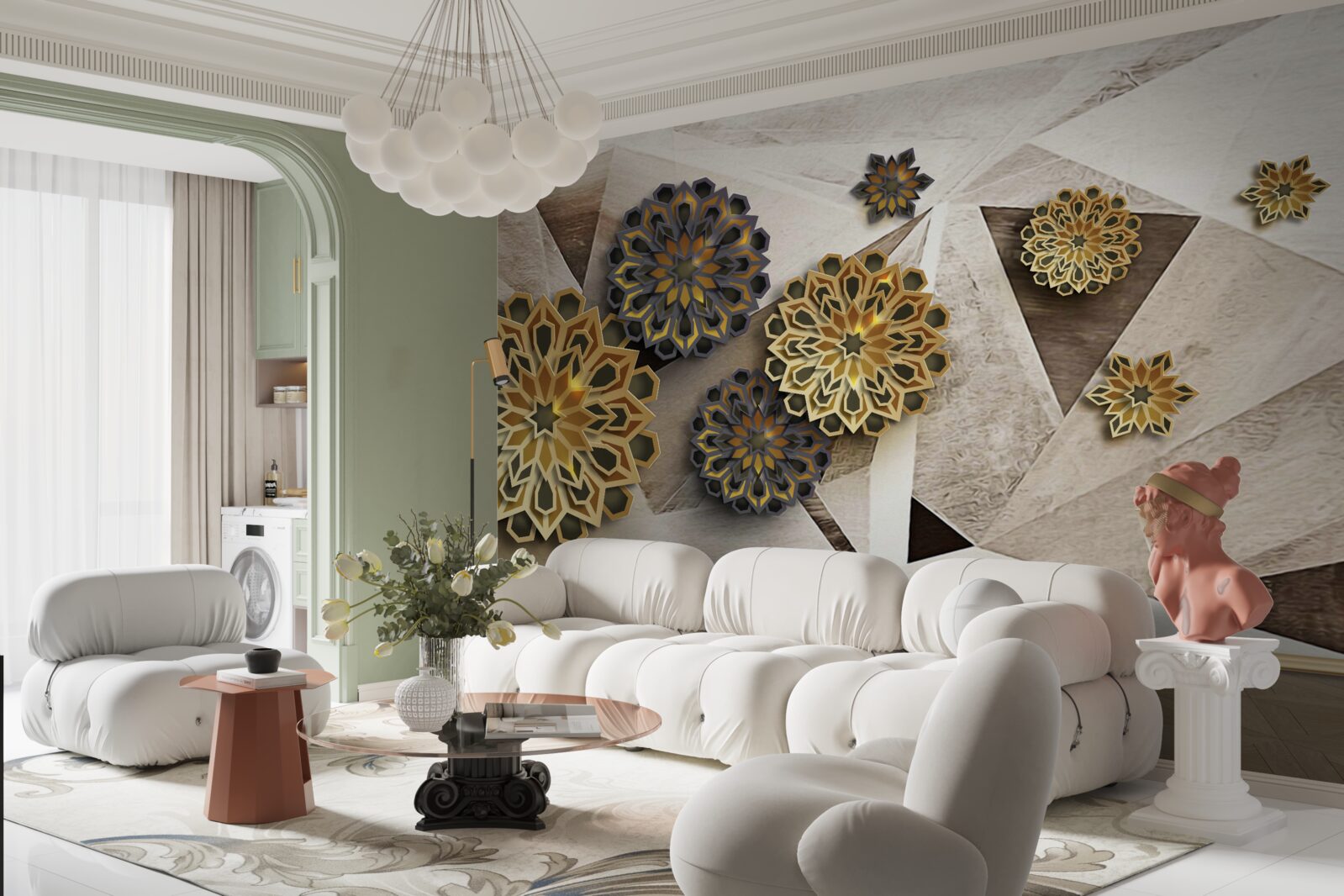 Fototapet abstracții florale volumetrice