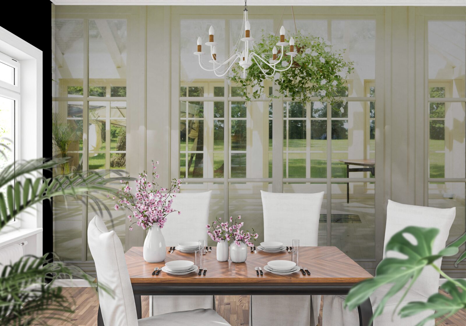 Fototapet interior de casă de țară în culori vii