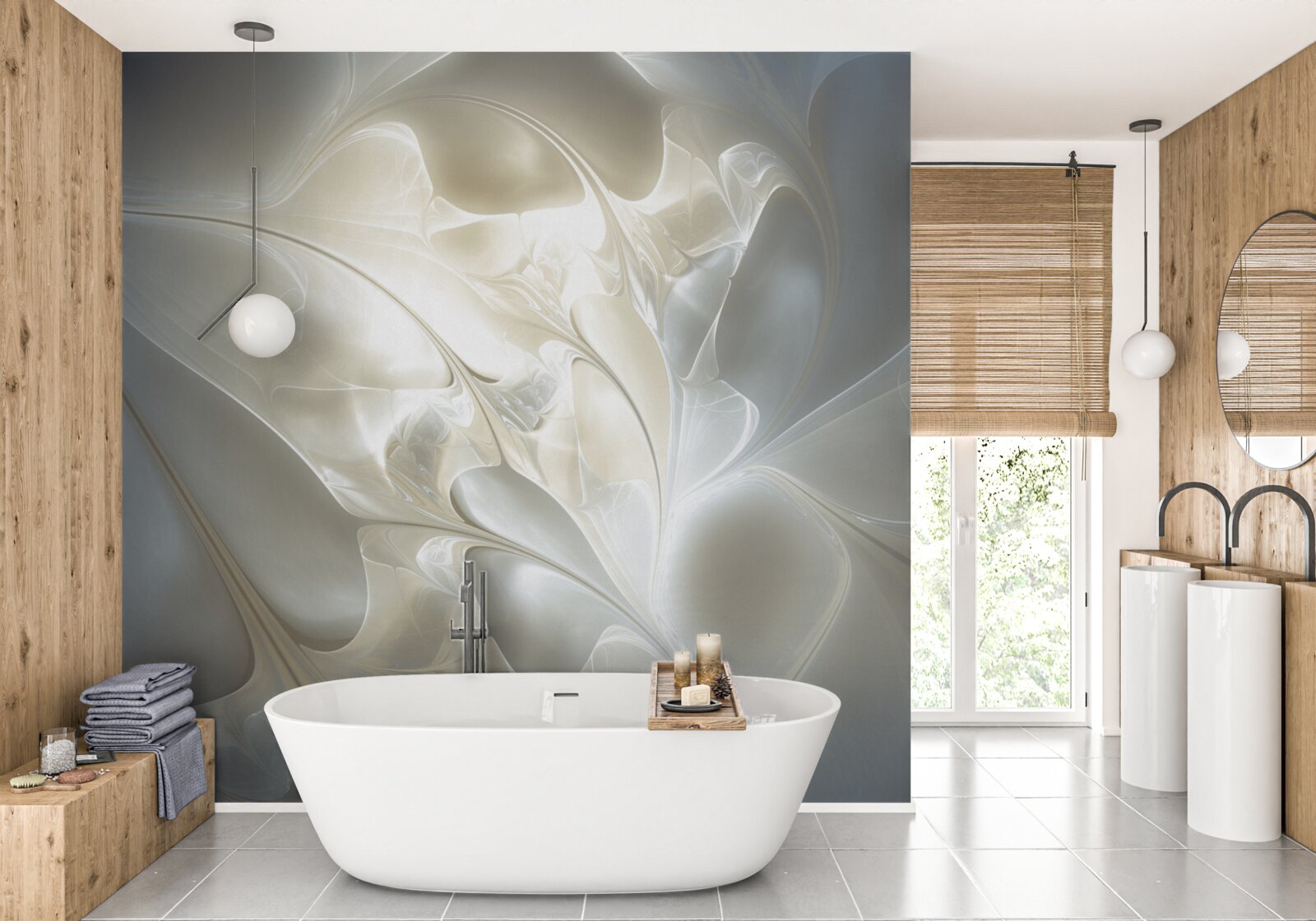 Fototapet raze de lumină prin petale de flori