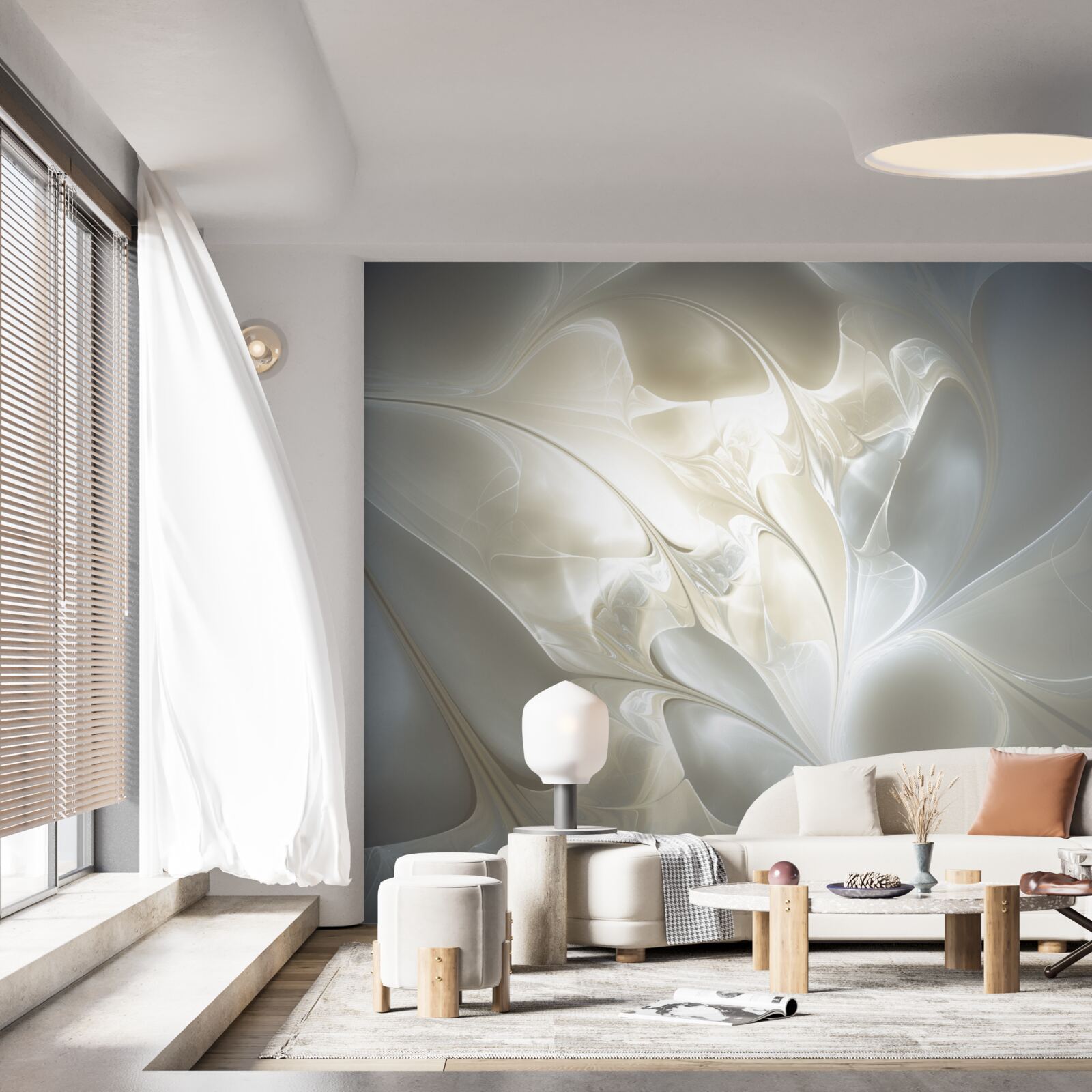 Fototapet raze de lumină prin petale de flori