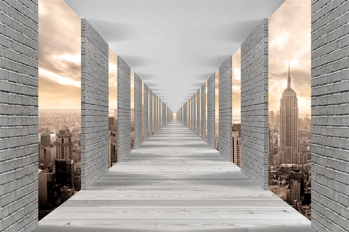 Fototapet tunel tridimensional care dispare în depărtare