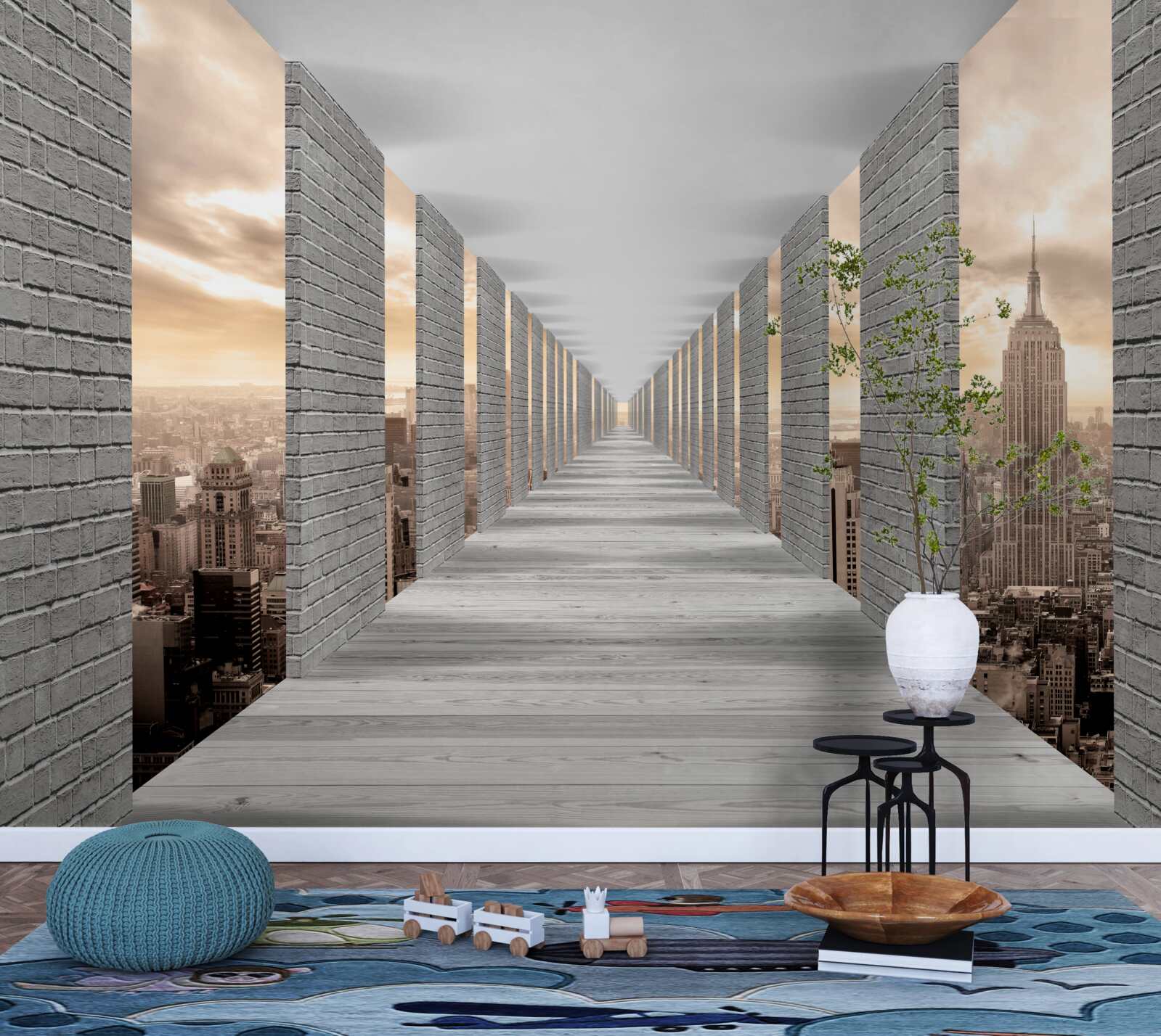 Fototapet tunel tridimensional care dispare în depărtare