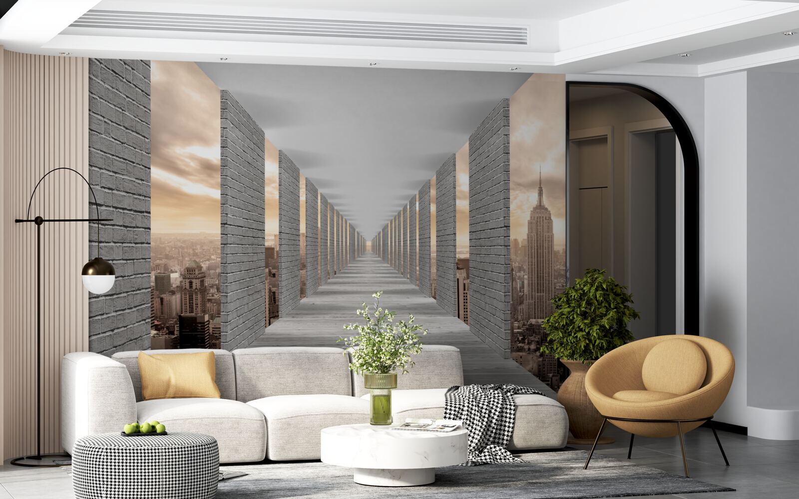 Fototapet tunel tridimensional care dispare în depărtare