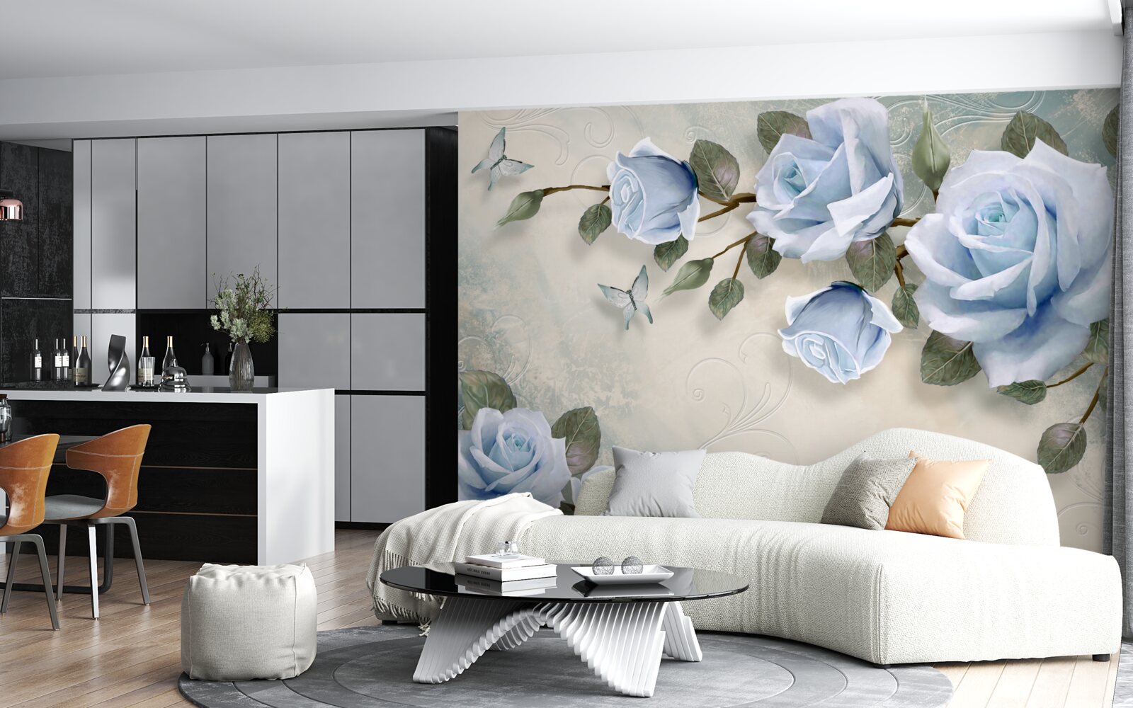 Fototapet muguri grațioși de trandafir luminos pe tulpină