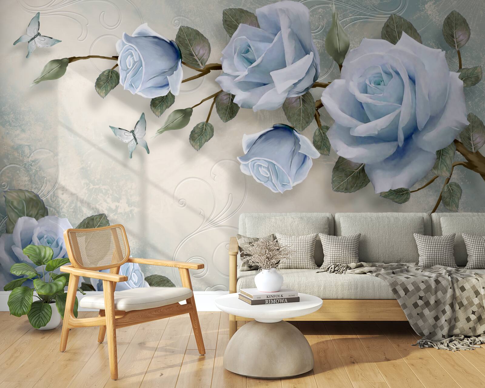 Fototapet muguri grațioși de trandafir luminos pe tulpină