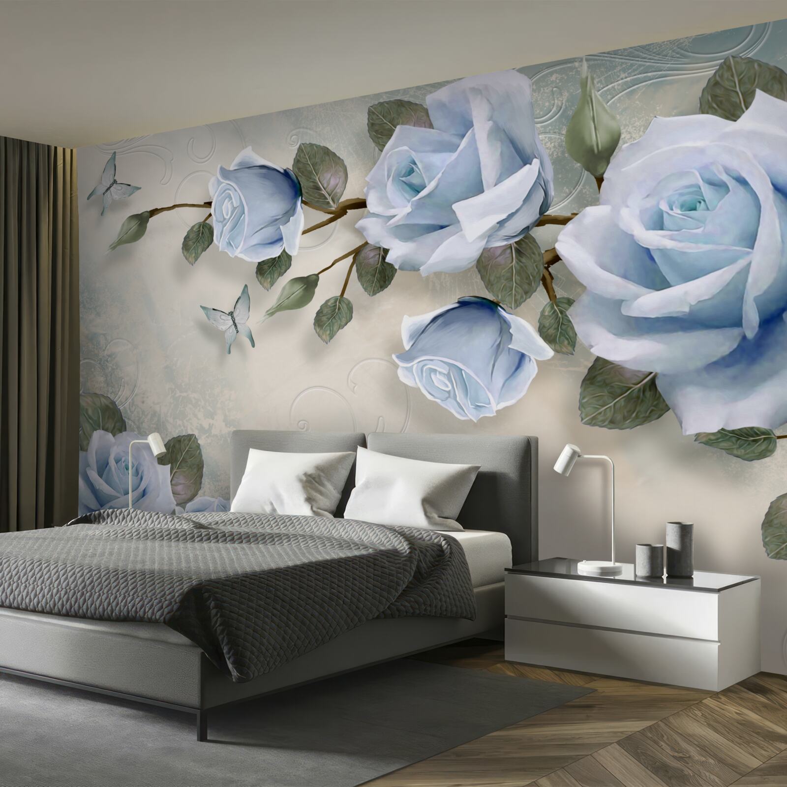 Fototapet muguri grațioși de trandafir luminos pe tulpină