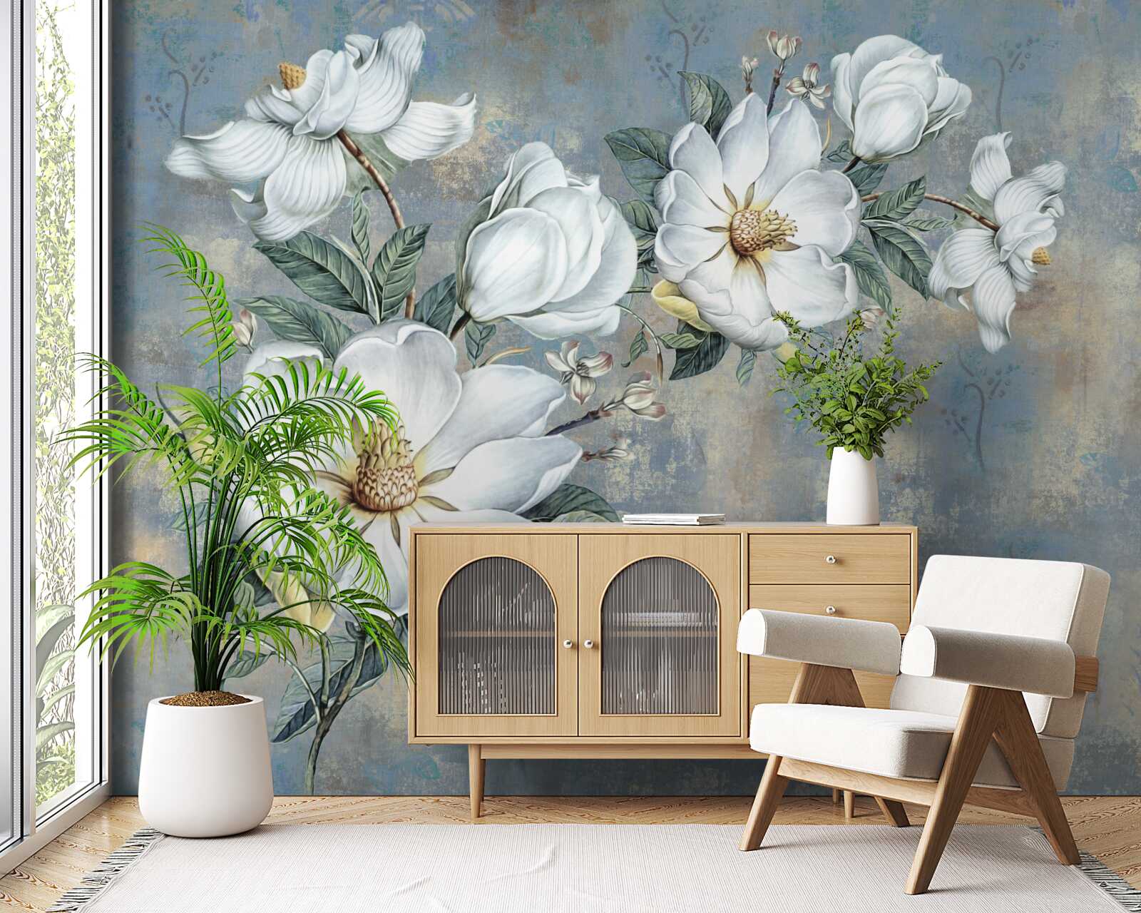 Fototapet muguri de crin alb se odihnesc pe suprafața apei