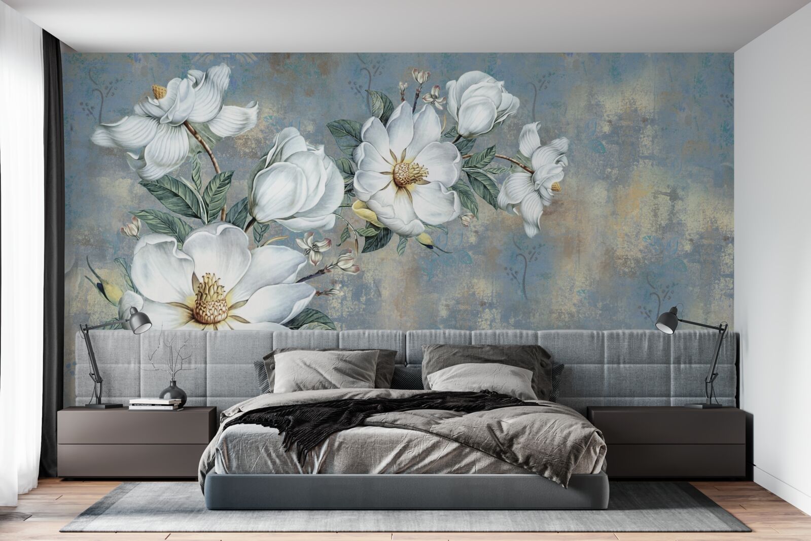 Fototapet muguri de crin alb se odihnesc pe suprafața apei