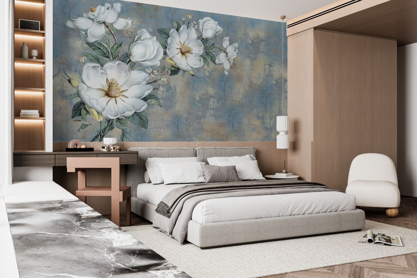 Fototapet muguri de crin alb se odihnesc pe suprafața apei