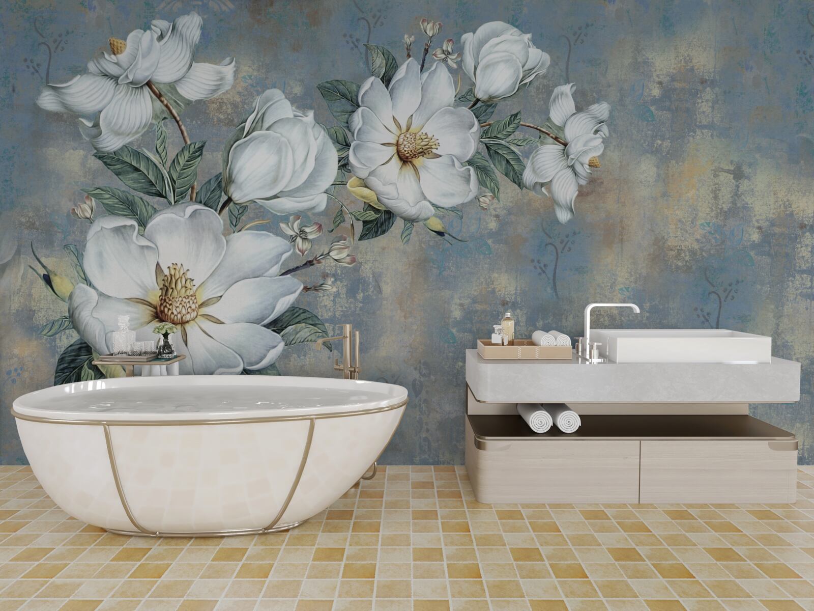 Fototapet muguri de crin alb se odihnesc pe suprafața apei