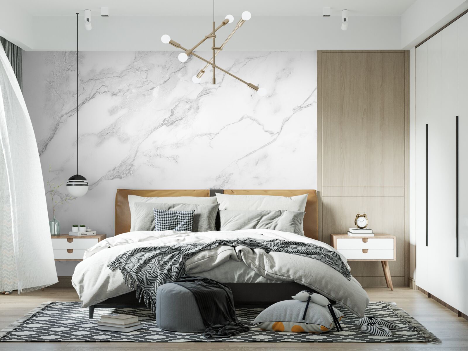 Fototapet marmură albă cu modele