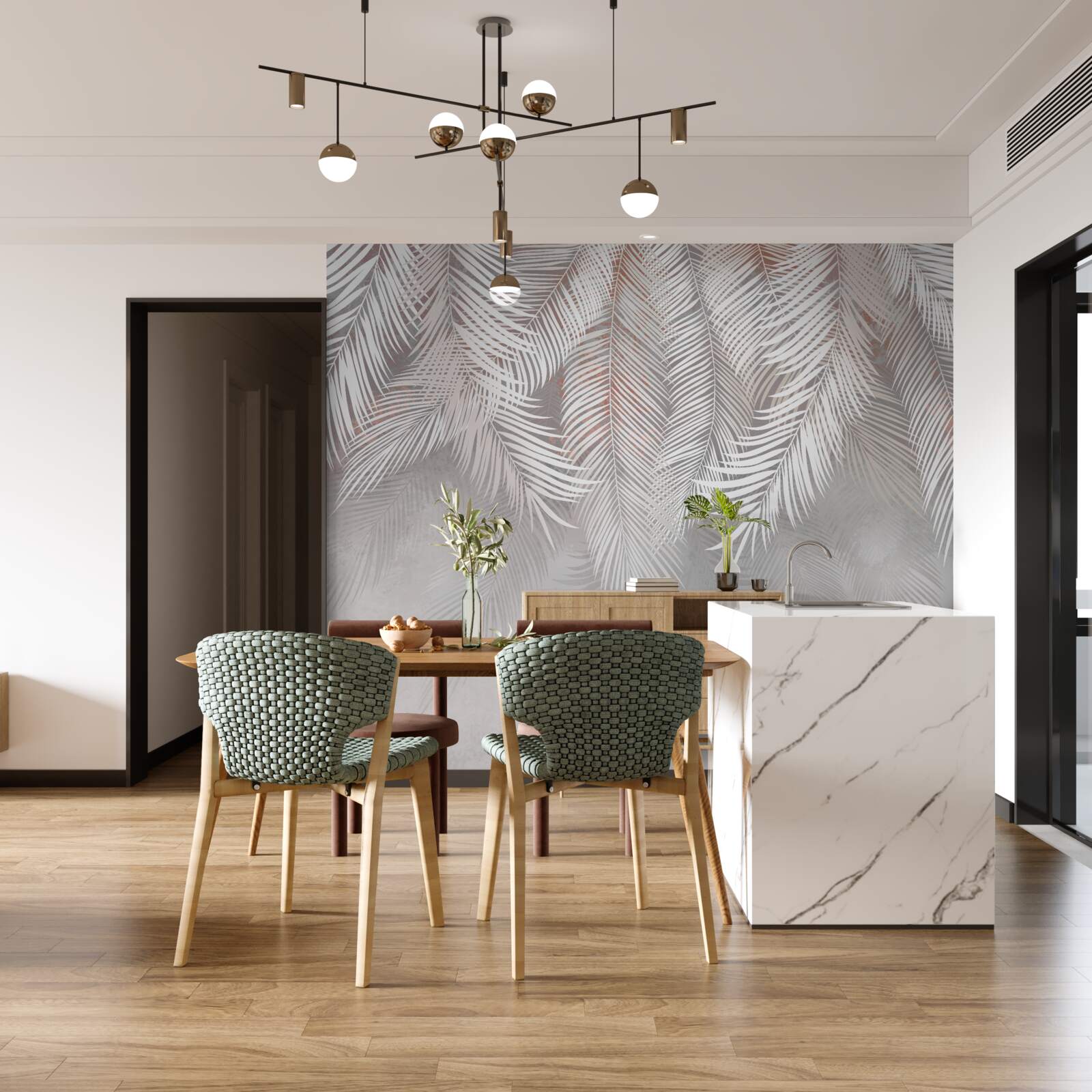 Fototapet culoarea maro deschis a ramurilor de palmier