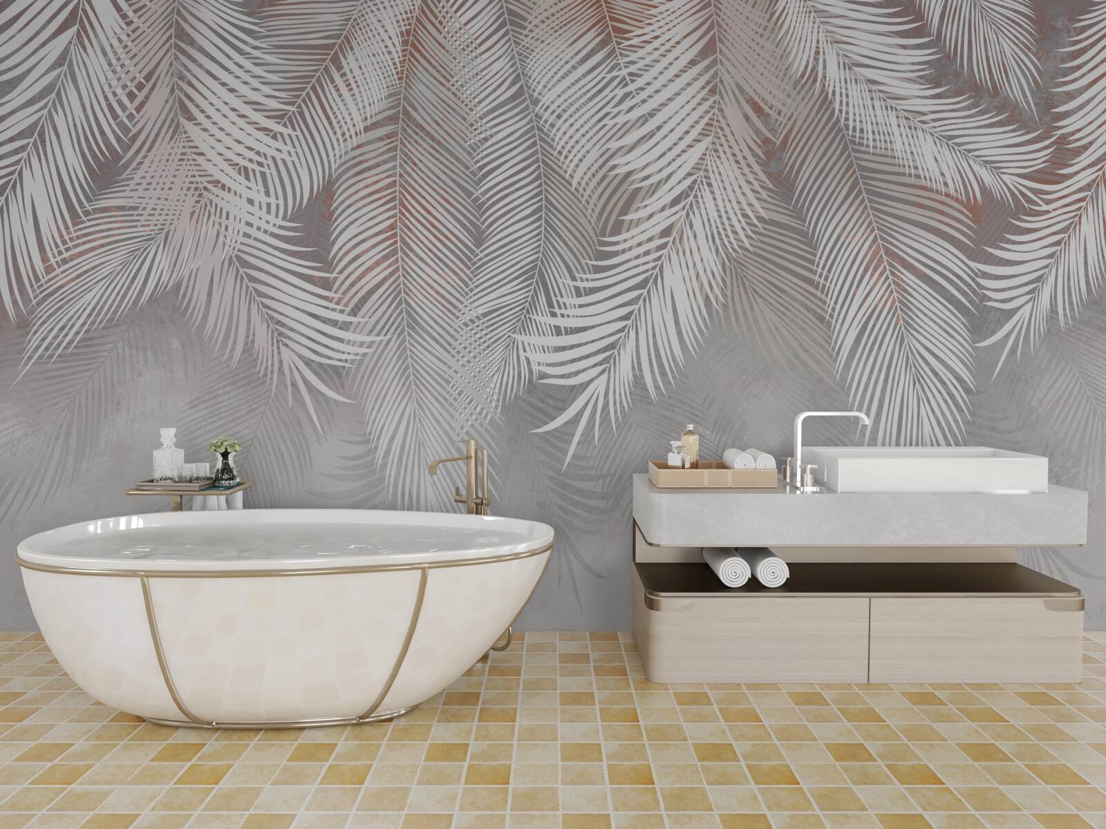 Fototapet culoarea maro deschis a ramurilor de palmier