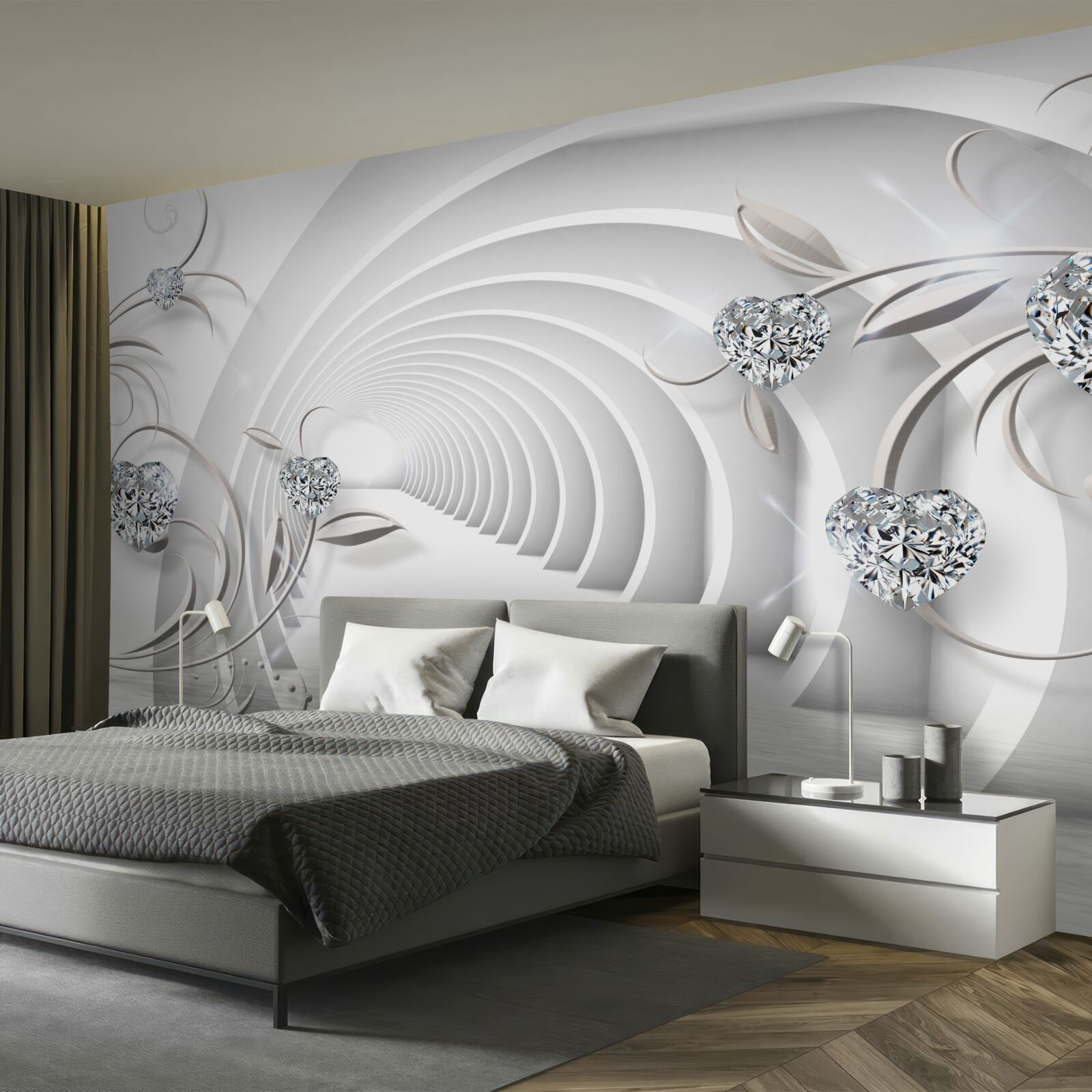 Fototapet coridor nesfârșit învăluit în curățenia albă ca zăpada