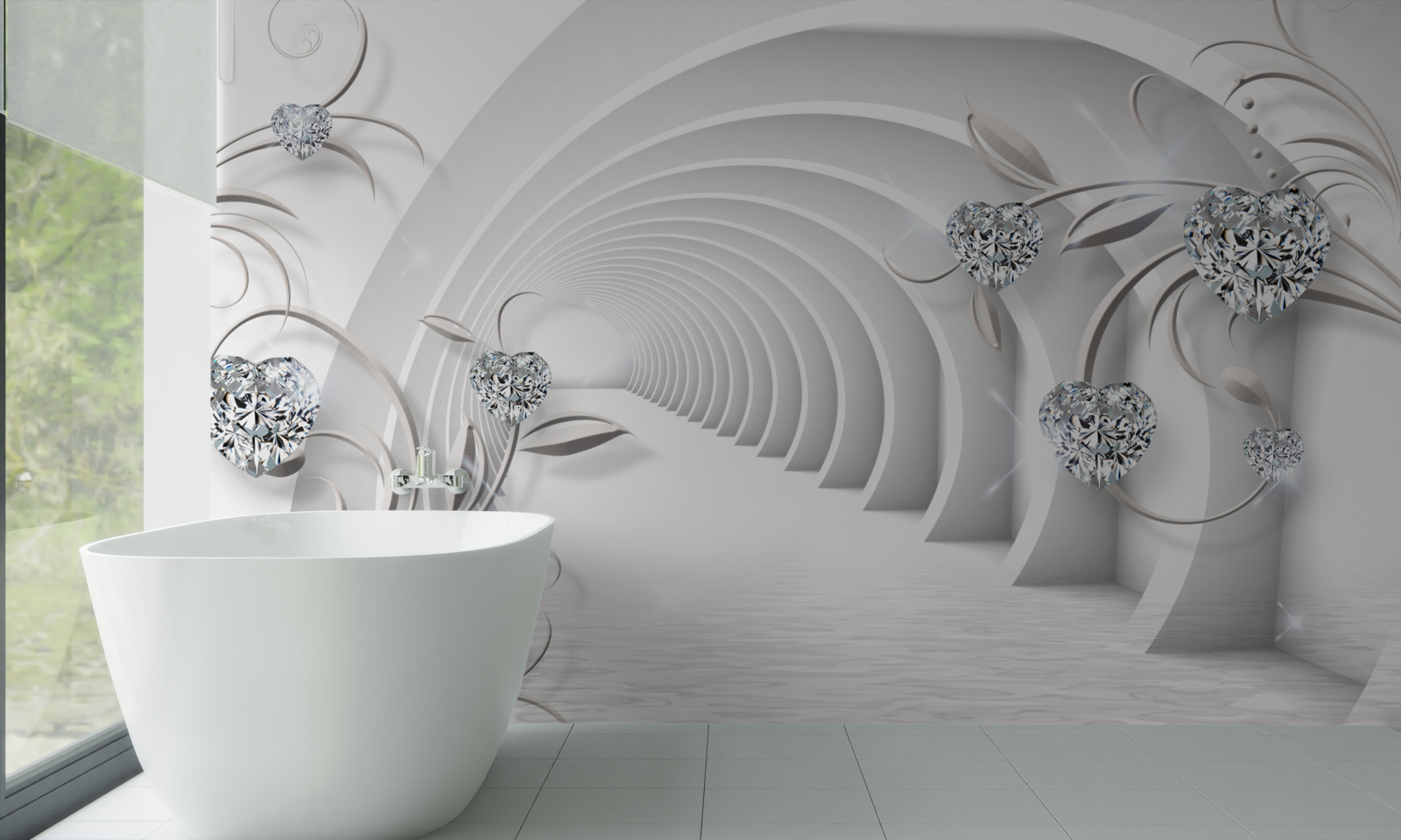 Fototapet coridor nesfârșit învăluit în curățenia albă ca zăpada