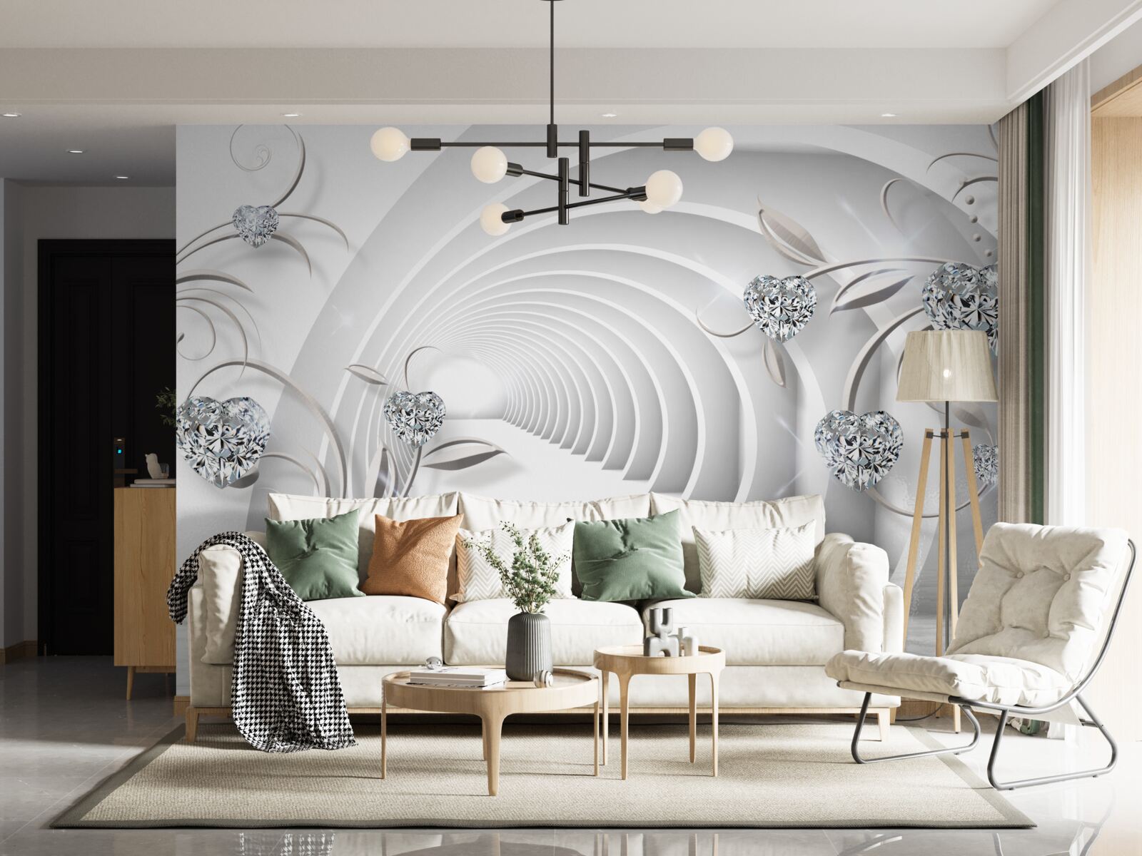 Fototapet coridor nesfârșit învăluit în curățenia albă ca zăpada