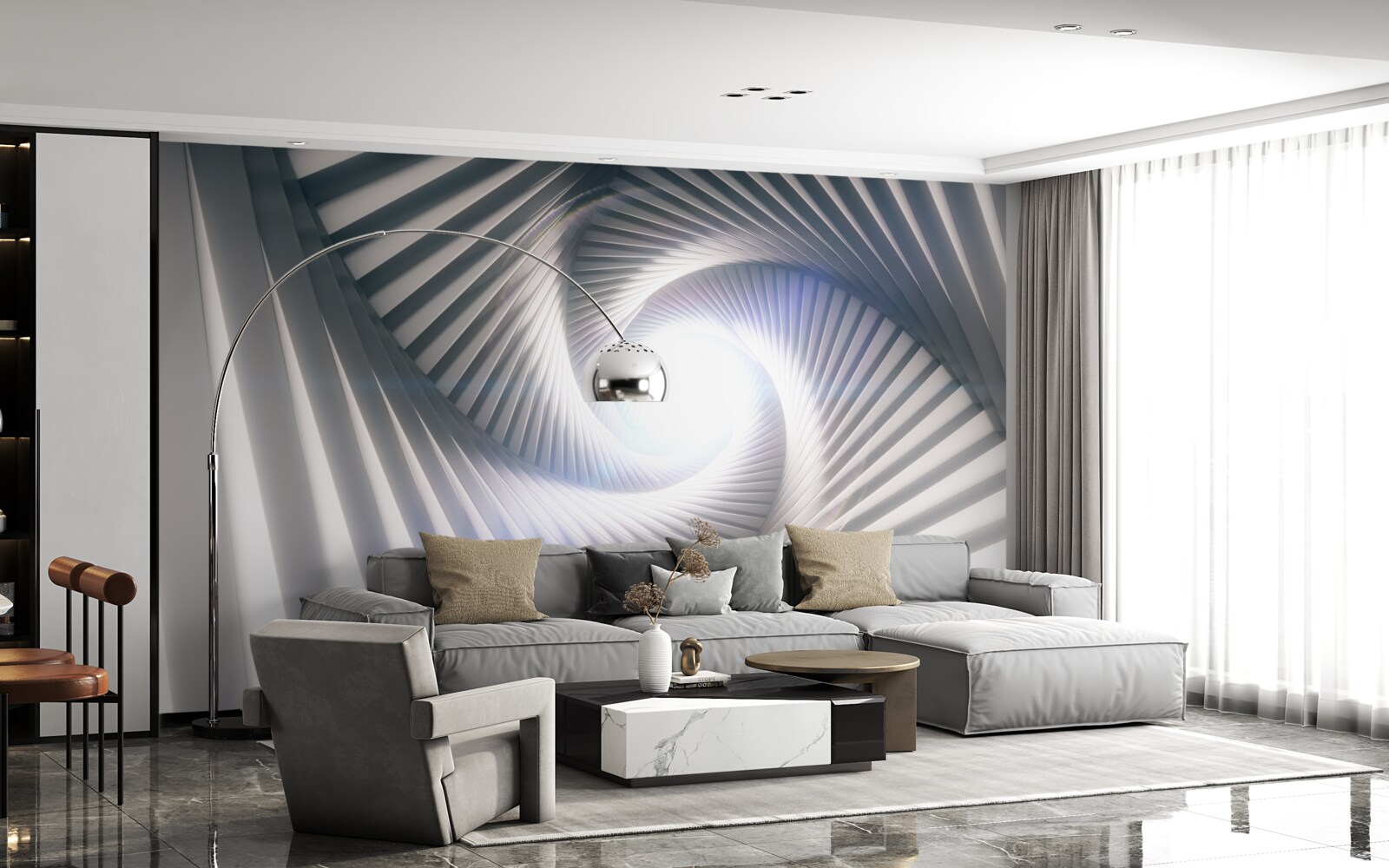 Fototapet pâlnia, care este în continuă creștere, este de culoare gri