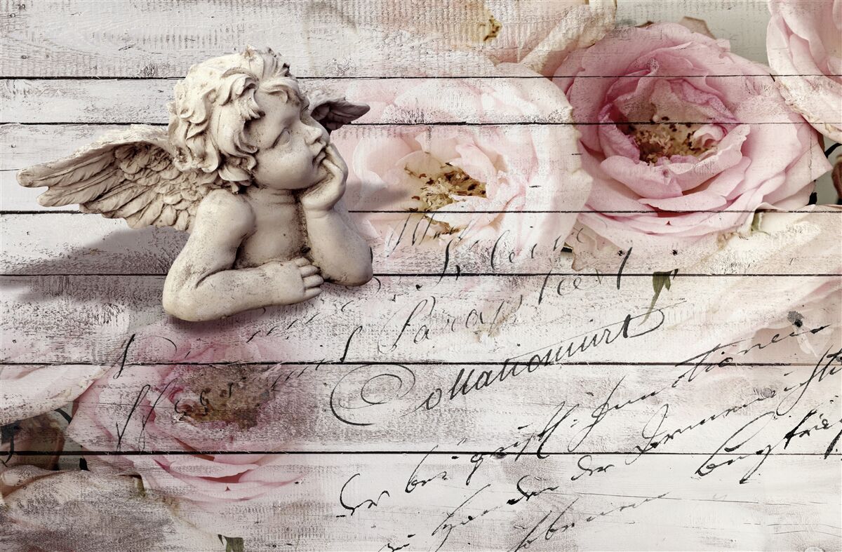 Fototapet îngeraș grijuliu pe parchet